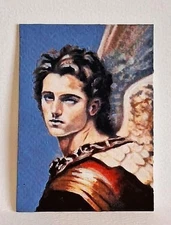 Archangel ACEO Original People Hand PAINTING by Leslie Popp