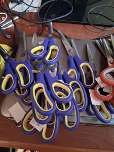 Diamond Visions Blue/Yellow 8" Scissors, Stainless Steel, LOT OF 12 (04-0179)FS