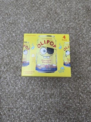 Spongebob Olipop Pineapple Paradise Prebiotic Soda limited edition, 4-PACK NEW