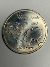 1973 Canada 10 Dollars to Commemorate 1976 Montreal Olympics 1.45 Troy Oz Silver