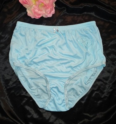 Vtg Rene Rofe Hi Waist Floral Embroidery Polyester Granny Brief Panties   9/1X
