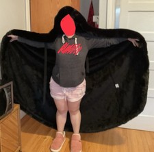 Black Hooded Cloak Cape, One Size Adult Unisex wrap