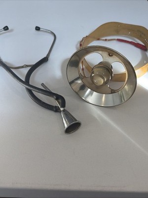 Vintage welch allyn head lamp Light, stethoscope Medical As Is, Doctor Costume