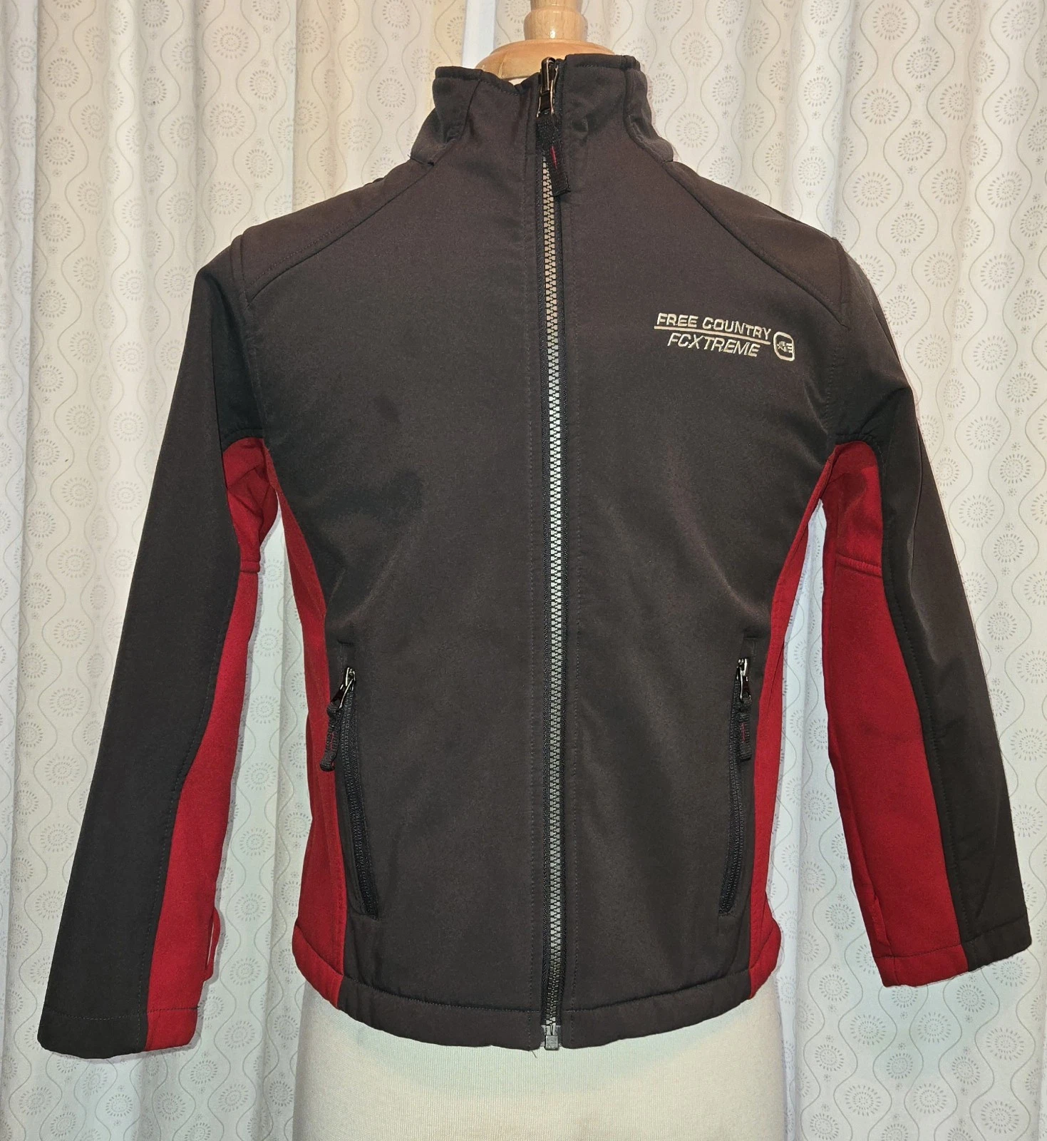 Free Country FCXtreme Kid's 7/8 Snow Board Walking Jacket Charcoal Gray Red Ski