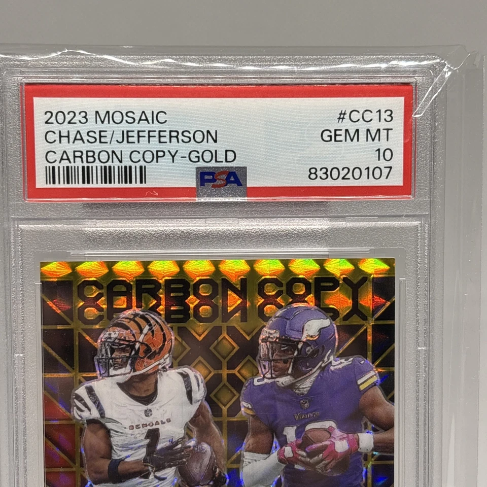 🔥 2023 Mosaic Carbon Copy Gold PSA 10 Ja’Marr Chase Justin Jefferson /10 - Image 3 of 4