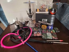 icon 4 hose hookah Set with new hoses and many, many extras. 500 retail