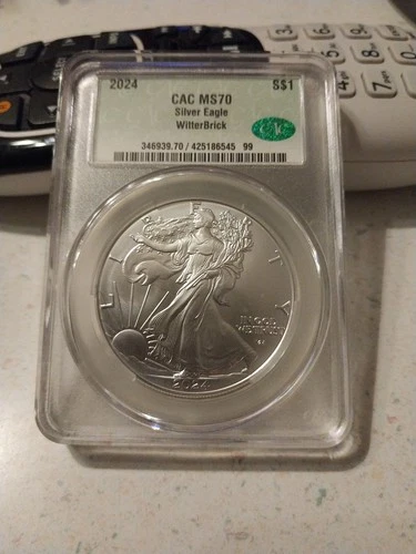 2024-P Silver American Eagle, $1 CACG MS 70 Witter Brick Coin