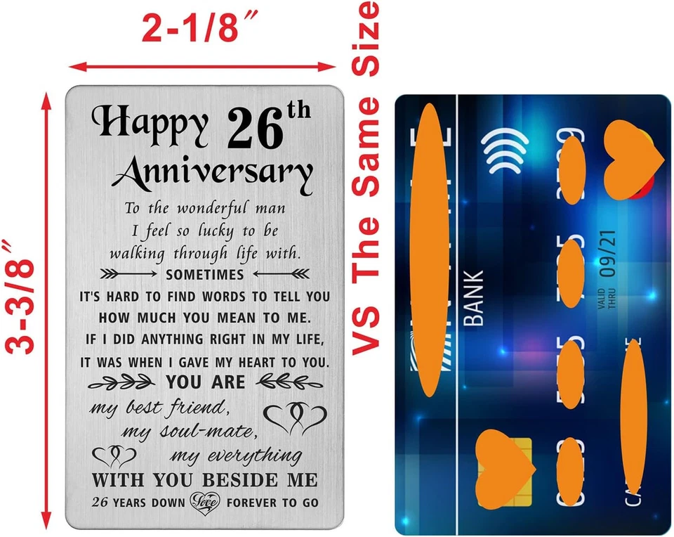 Подарки на 26-ю годовщину открытки для него мужа, подарки на 26-летнюю годовщину открытки для - Изображение 2 из 4