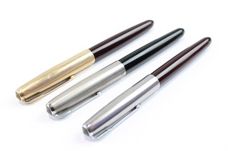 Parker 51 Fountain Pens Vintage 14ct Nibs Inc Gold Plate Cap Etc x3