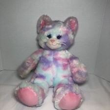 Build a Bear 16" Pastel Swirl Plush Kitty With Cat Sounds Heartbeat Button