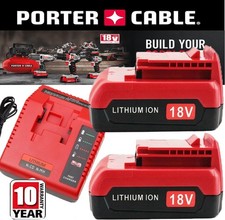 2PACK 18V Lithium Battery /Charger for Porter Cable 18 Volt PC18B PC18BL PC18BLX