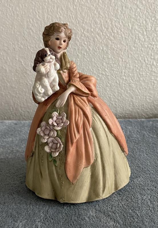 JOSEF ORIGINALS Woman Holding A Puppy Vintage Figurine