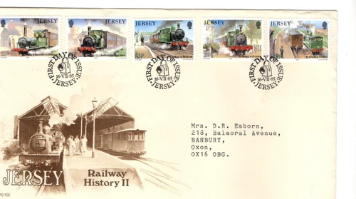 1985 JERSEY -RAILWAY HISTORY II FDC FROM COLLECTION N34