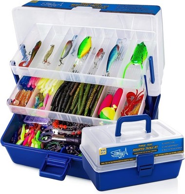 448pc Fishing Lures Kit 3 Layer Tackle Box Set