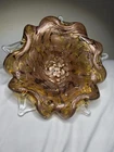 Vintage Murano Bullicante Art Glass Blooming Flower Bowl ~ Copper Floriform