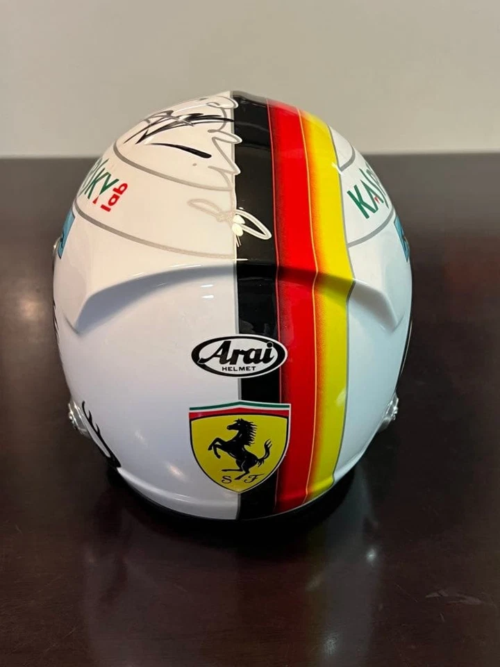 Rare F1 Ferrari Sebastian Vettel autographed 1/2 scale Helmet Kaspersky with box - Image 4 of 4