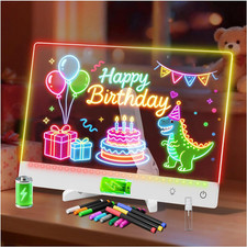 Rechargeable Lumi LED Drawing Board with 12 Markers,13.7"X10"Led Note Board Acry