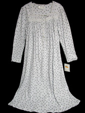 EILEEN WEST 100 COTTON LONG NIGHTGOWN DOT ROSE SILVER GRAY SZ. S  NWT 