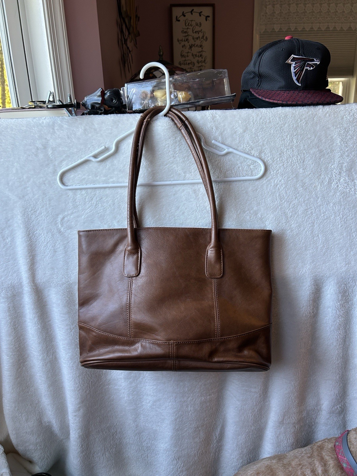 Ameri Leather Brown Tote Bag Shoulder Handbag 15”… - image 1