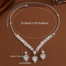 Wedding Bridal CZ Jewelry Set Zirconia Necklace Earrings Set