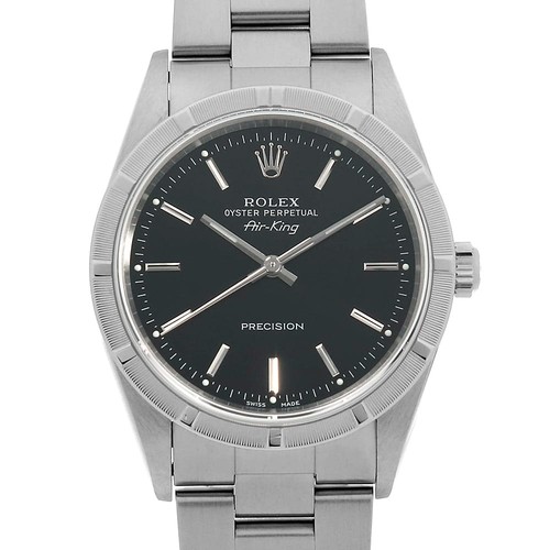 ROLEX Air king 14010M black bar K Number second hand mens