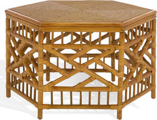 Frederica Handwoven Rattan  Seagrass Hexagon Coffee Table, Fully Assembled