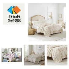 Contemporary King Quilt and Shams Set - Lightweight Reversible Floral Style