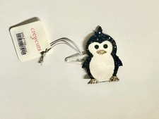 Penguin hair clip / barette in sparkly blue, white and gold