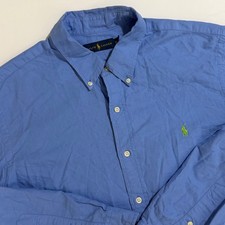 Ralph Lauren Men's Blue Long Sleeve Button Down Shirt Polo Pony Logo XL