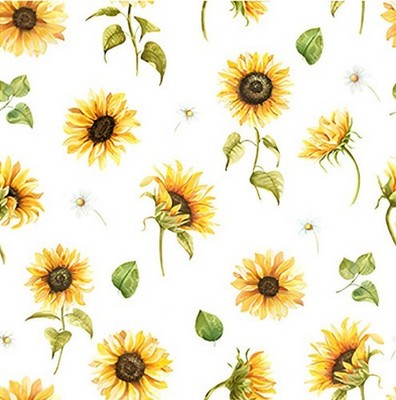 20 Servietten Sunflower blanc Blütenmeer Sonnenblumen Garten Natur gelb 33x33cm