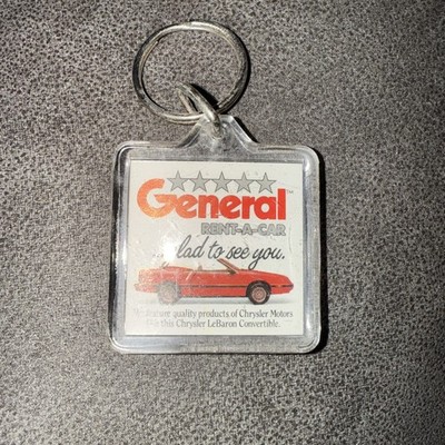 Vintage General Rent A Car Auto Rental Automotive Vehicle Automobile Keychain