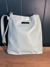 Borsa a tracolla Trussardi Italy in morbida pelle di vitello blu chiaro grigio hobo