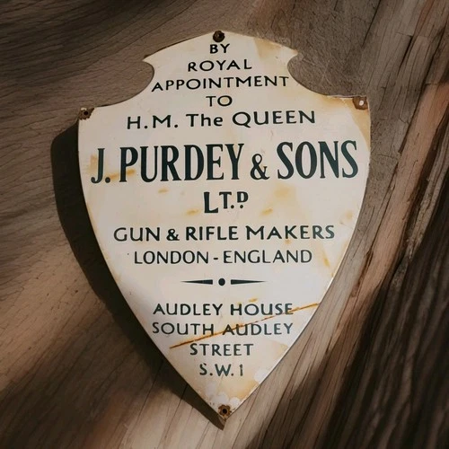 Vintage James Purdey & Sons Porcelain Sign Gun Pistol Revolver Rifle 20"x15"