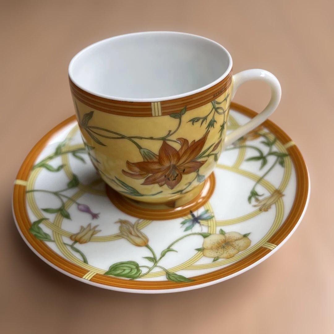 ◎cem.leigh◎HERMES-PARIS 100% HERMES Paris Siesta Demitasse Cup and Saucer Set Tableware No Box