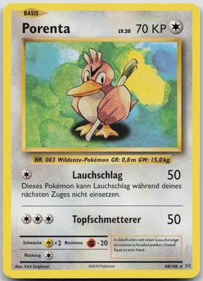 Porenta 68/108 - Evolution 2016 - DE - EXC - Pokemon TCG Karte