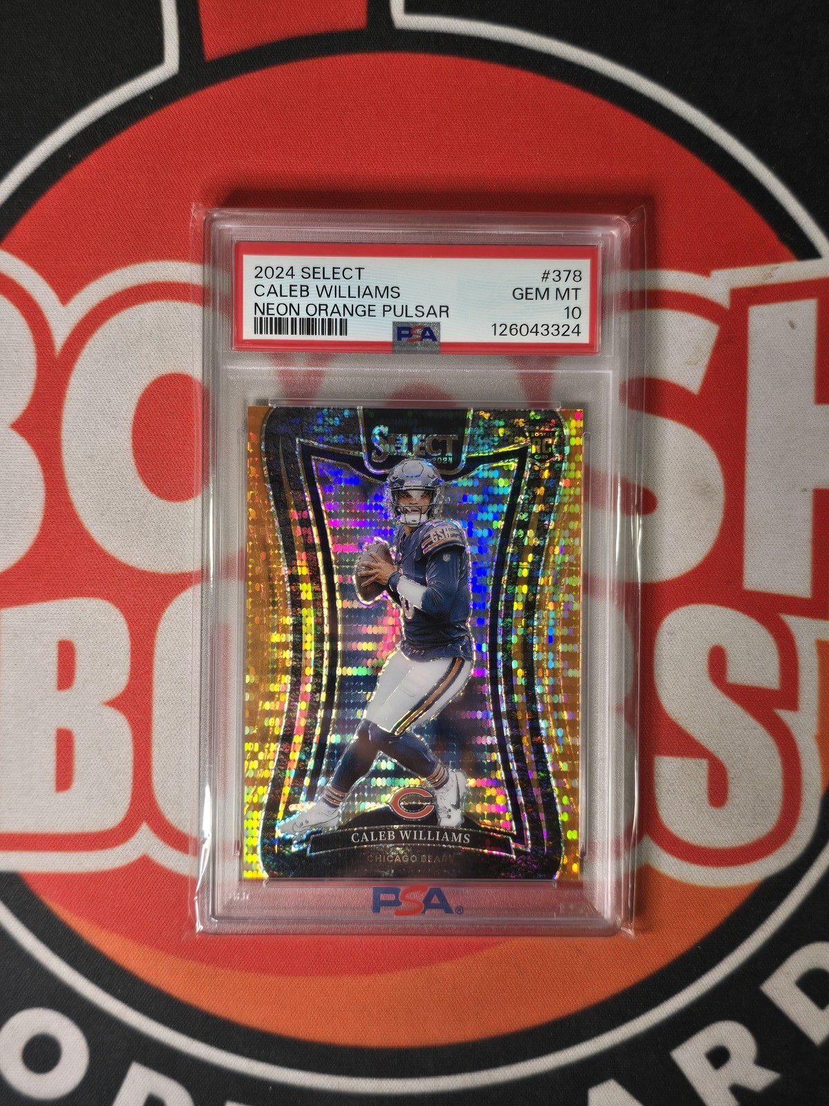 2024 Panini Select Suite Level Caleb Williams #378 Neon Orange Pulsar /7 PSA 10