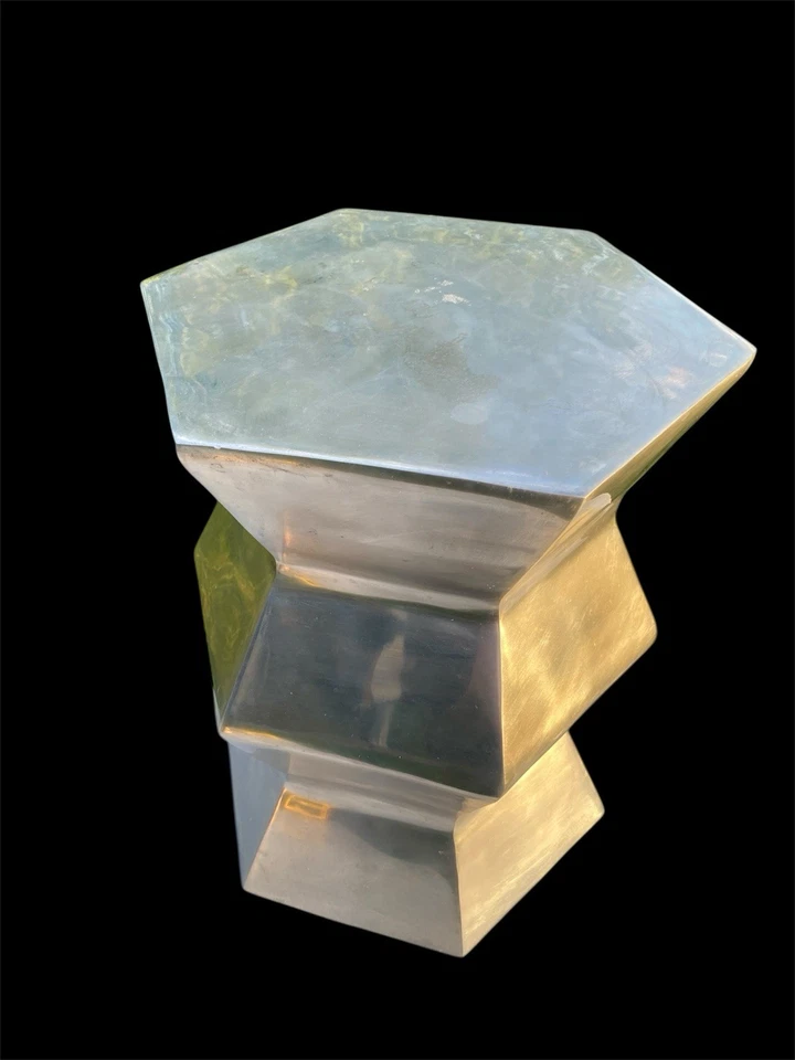 ~RARE~ West Elm Faceted Chrome Stool / Side End Table 19” X 15.5” FREE SHIPPING - Image 2 of 4