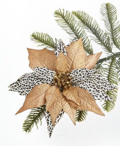 Holiday Lane Black Tie Leopard Poinsettia Clip C210289 - 第 1/2 張圖片