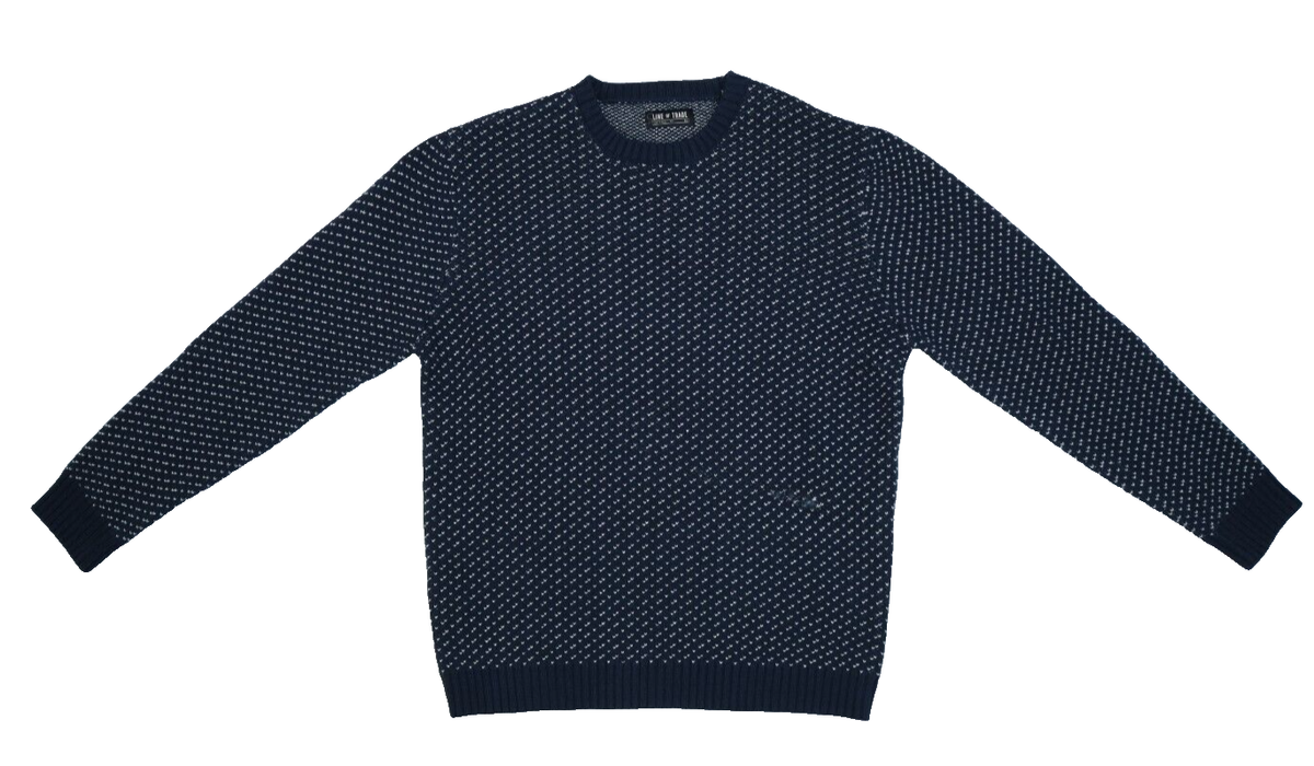 Line of Trade Blue Double Birdseye Bergen Jacquard Knit Sweater