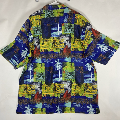 VTG HB Harbor Bay Sport Mens 3X AOP Beach Button Up Mesh Airy Palm Graphic - Picture 2 of 5