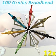 12Pcs Hunting Archery Broadhead 100 Grain Compound Bow Crossbow Shooting Tips US