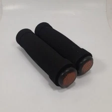Black Bicycle Handlebar Foam Grip Set Beach Cruiser Bike Reflective Tips 