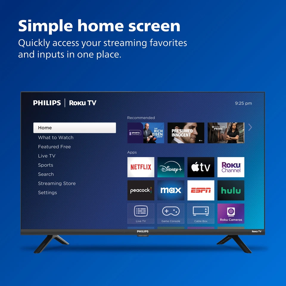 Philips TV 32-Inch Class HD 720P Smart Roku Borderless LED Television Entertain - Image 4 of 4