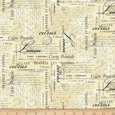 Michael Miller Limoncella Carte Postale 100% Cotton Fabric - Beige - FQ - METRE