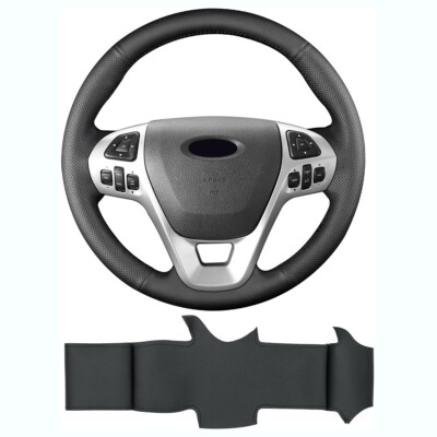 For Ford 2013 Explorer Sport Steering Wheel Cover Hand-Stitching Leather Wrap