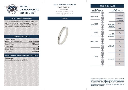 18ct Gold 0.20ct Natural Diamond Half Eternity Ring Certified - Picture 5 of 5