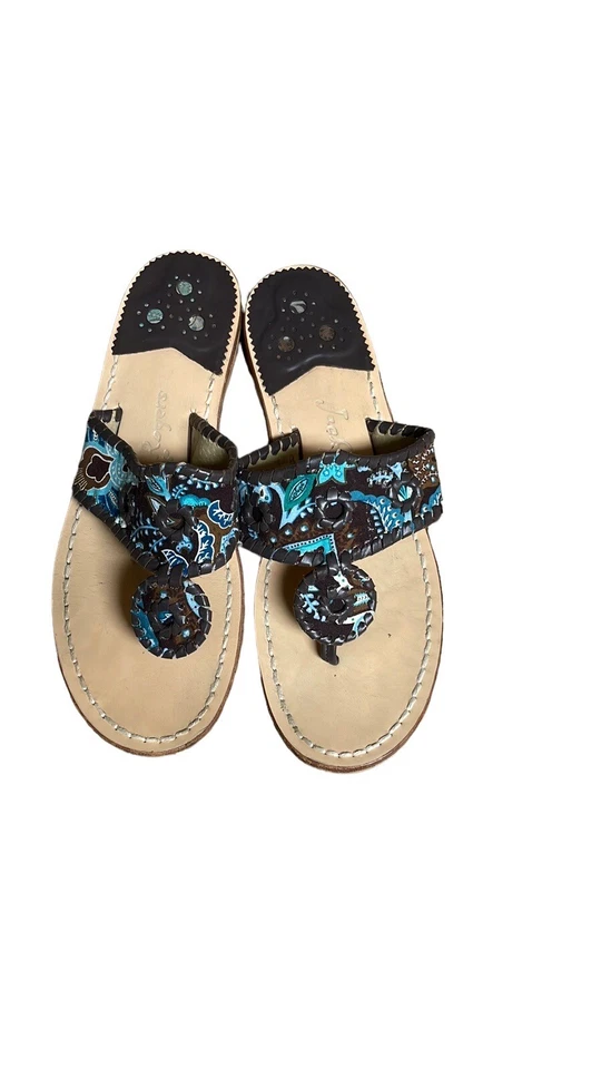 Jack Rogers x Vera Bradley Java Blue Paisley Navajo Classic Flat Sandals Size 8 Foto 3 de 4