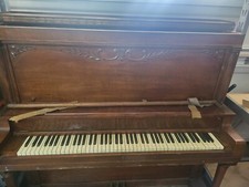Antique 1895 Repair Bar Decor Or Parts Upright Henschel Upright Piano & Stool