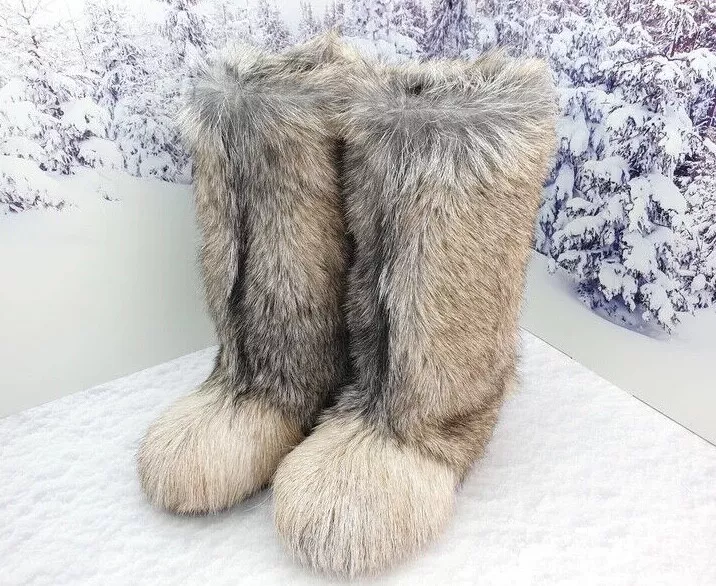 Long Fur Men Winter Boots Mukluk Viking Boots 