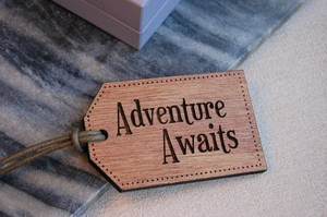 adventure awaits luggage tag